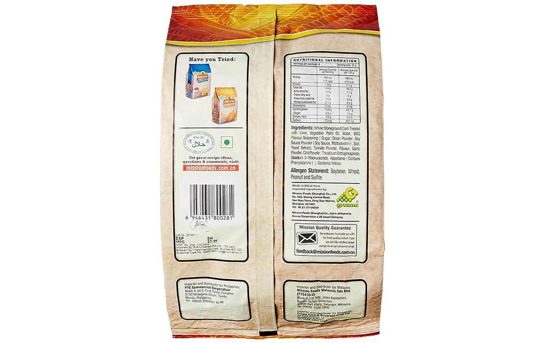 Mission Tortilla Chips BBQ Flavour   Pack  170 grams
